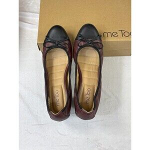 Me Too Leather Two Tone Cap Burgundy/Black Lucy Cushioned Pump Size 9.5 M